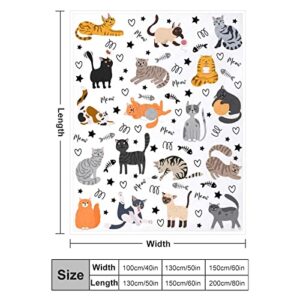 Cute Cat Blanket Animals Pet Pattern Gifts for Cat Lovers Kawaii Soft Lightweight Flannel Throw Blankets for Kids Adults 50"X40"