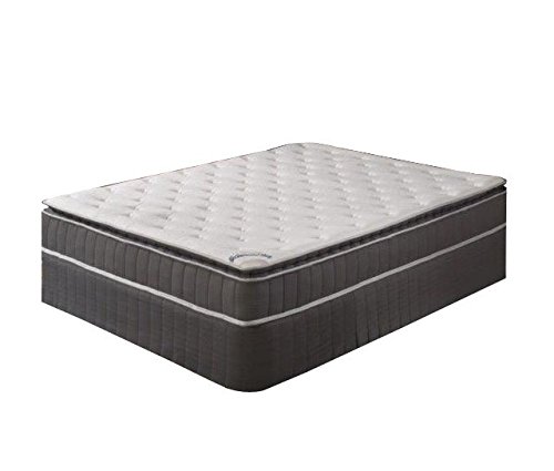 Pillowtop Pocketed Coil Hybrid Mattress and 4" Low Profile Wood Box Spring Foundation Set,