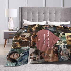 Outlander Jamie Claire Love Collage Blanket Soft Flannel Warm Fuzzy Blanket for Couch Office Picnic Travel Best Friend Memorial Birthday Gifts for Kids Adults Throw Blankets 80"x60" Inch