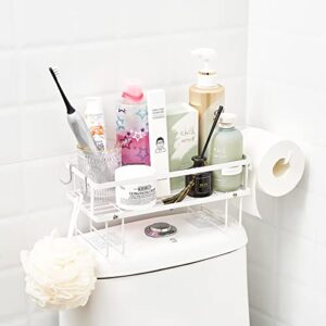 bathroom over toilet storage organizer shelves with paper holder hooks high capacity easy to assemble white