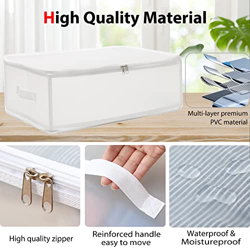 FAOMSEBS Under Bed Storage [Light & No Collapse] Foldable Plastic Storage Box, Healthy & Odorless Material With [Sturdy Handles] Moisture-Proof Bins For Pillow, Coats, Blankets 36L White Translucent