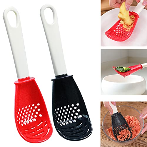 Multifunctional Cooking Spoon, Skimmer Scoop Colander Strainer Grater Masher, Non-stick, Non-toxic, Heat-resistant, for Cooking, Draining, Mashing, Grating, Beating