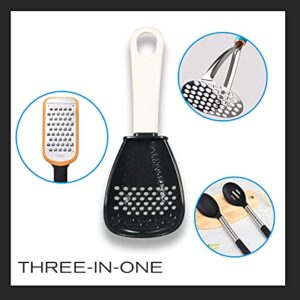 Multifunctional Cooking Spoon, Skimmer Scoop Colander Strainer Grater Masher, Non-stick, Non-toxic, Heat-resistant, for Cooking, Draining, Mashing, Grating, Beating