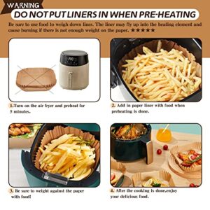 Square Air Fryer Disposable Paper Liner, 100pcs 7.9 inch Air Fryer Liners Disposable, Unbleached Parchment Paper for Air Fryer, Baking, Microwave Oven, Non-Stick & Oil-proof