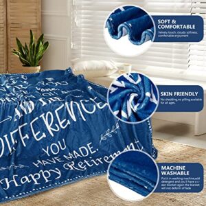 2 Pieces Happy Retirement Gifts for Women Men Retired Gifts for Coworker Mom Teacher Doctors, Soft Throw Blankets Flannel Blanket for Bedding Sofa
