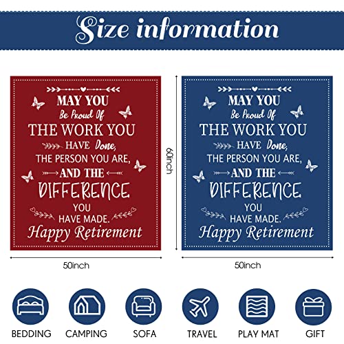 2 Pieces Happy Retirement Gifts for Women Men Retired Gifts for Coworker Mom Teacher Doctors, Soft Throw Blankets Flannel Blanket for Bedding Sofa