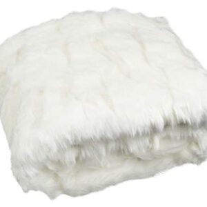 Safavieh Home Collection Snow White Faux Fur 60 x 72-inch Sofa Chaise Lounge Club Chair Living Room Bedroom Decorative Throw Blanket, 60"x72"