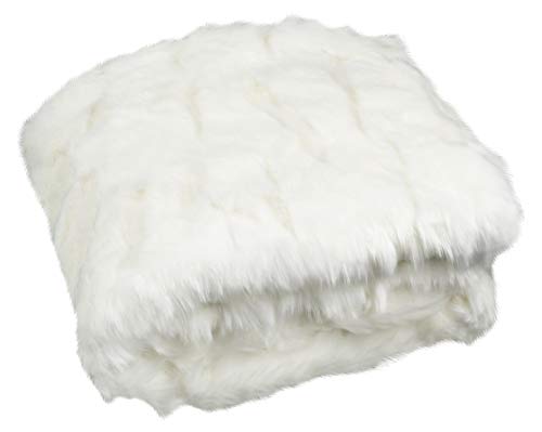 Safavieh Home Collection Snow White Faux Fur 60 x 72-inch Sofa Chaise Lounge Club Chair Living Room Bedroom Decorative Throw Blanket, 60"x72"