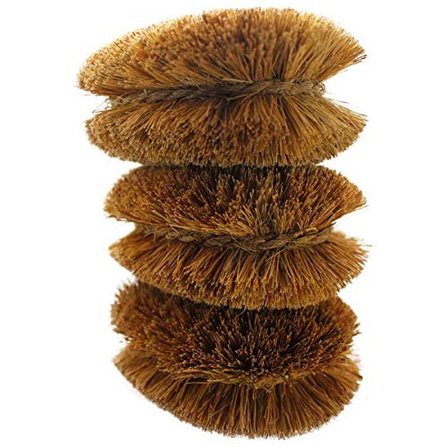 Pack of 3 Tawashi Vegetable Brushes Natural Coconut Fiber, Japanese Design, Ideal for Fruits, Veggies and Household use with Wire Hanging Loop by SKARBY