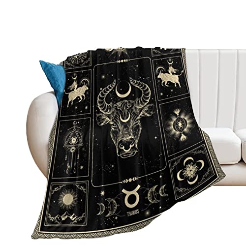 Eupoebun Taurus Constellation Blanket Astrology Sign Throw Blanket, Lightweight Microfiber Blanket Birthday Graduation to Mom Gifts for Women Men 50"X60"