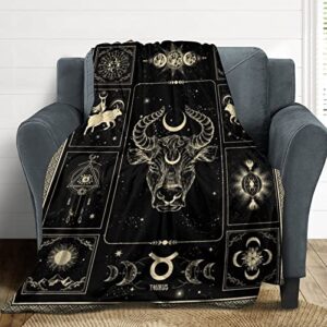 Eupoebun Taurus Constellation Blanket Astrology Sign Throw Blanket, Lightweight Microfiber Blanket Birthday Graduation to Mom Gifts for Women Men 50"X60"