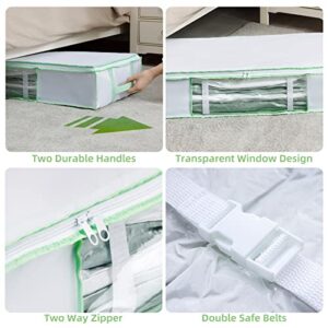 TAILI Under Bed Storage Bin with Vacuum Storage Bag, 1 Pack Foldable Under Bed Storage Box for Quilts Pillow Blankets and Linen Protection, Clear Window, 2 Sturdy Zippers, 41" x 17.7" x 6"