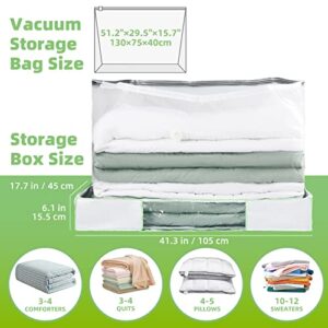 TAILI Under Bed Storage Bin with Vacuum Storage Bag, 1 Pack Foldable Under Bed Storage Box for Quilts Pillow Blankets and Linen Protection, Clear Window, 2 Sturdy Zippers, 41" x 17.7" x 6"