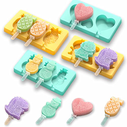 Popsicles Molds, Silicone Popsicle Molds, Ice Pop Mold, Homemade Frozen Baby Popsicles Molds For Kids, Popsicle Molds Silicone Bpa Free, popsicle maker, Pieces Reusable Easy Unmold 10 Pieces Cartoon