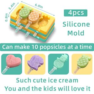 Popsicles Molds, Silicone Popsicle Molds, Ice Pop Mold, Homemade Frozen Baby Popsicles Molds For Kids, Popsicle Molds Silicone Bpa Free, popsicle maker, Pieces Reusable Easy Unmold 10 Pieces Cartoon