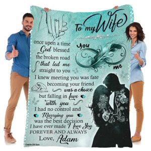 customized fleece blankets for wife with husband's name, best gift for your life partner with quotes, valentine's day gifts, birthday gift, for wife, supersoft and cozy blanket