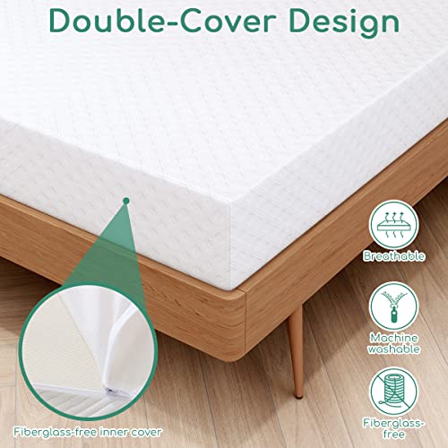 Airdown Twin Mattress, 8 Inch Memory Foam Mattress with Breathable Fabric Cover, Medium Feel Green Tea Gel Foam Bed Mattress for Kids, Twin Mattress in A Box, CertiPUR-US Certified