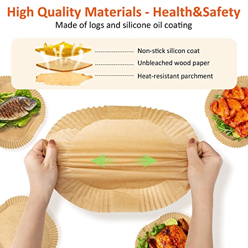 Air Fryer Liners Disposable Paper - 130 Pcs 8In Square Parchment Paper Liners, Non-Stick Airfryer liners Fit 5 6 7 8 QT for Air Frying, Baking, Roasting Microwave