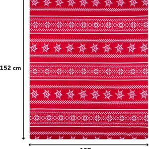 Celebright Christmas Fleece Throw - Large 50 x 60 Inch (127 x 152cm) Fluffy Microfiber Blanket Throw Over for Bed, Sofa, Couch - Plush Snuggly Cosy Winter Warmer - Scandi Nordic Red