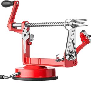 Apple Peeler Slicer Corer with Stainless Steel Blades and Powerful Suction Base for Apples Pears Potatoes(Red)