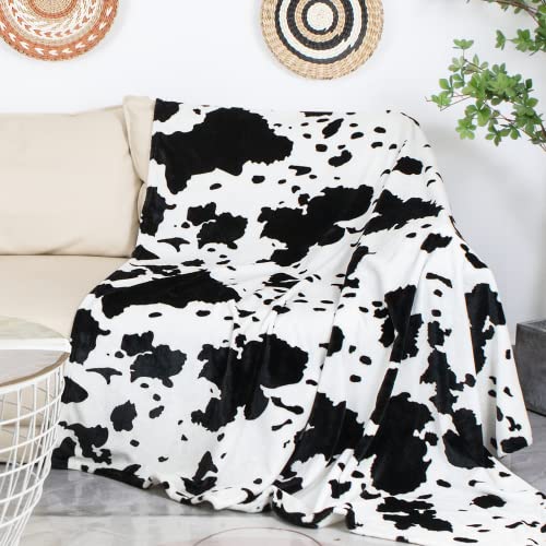 Cow Print Blanket Soft Fleece Flannel Lightweight Throw Dog Blankets Warm Plush Cute Brown Cow Throw Blanket Sofa Couch Bed Camping Travel Cow Bedding Boys Girls Pet Adults 50x60 inch