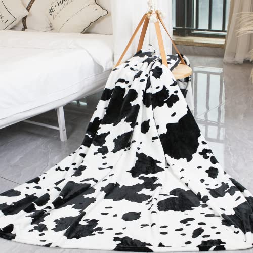 Cow Print Blanket Soft Fleece Flannel Lightweight Throw Dog Blankets Warm Plush Cute Brown Cow Throw Blanket Sofa Couch Bed Camping Travel Cow Bedding Boys Girls Pet Adults 50x60 inch