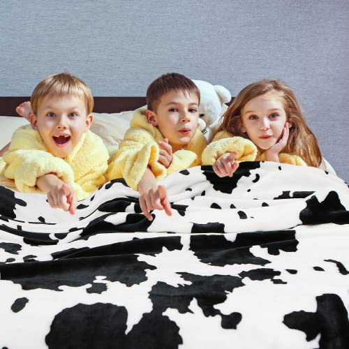 Cow Print Blanket Soft Fleece Flannel Lightweight Throw Dog Blankets Warm Plush Cute Brown Cow Throw Blanket Sofa Couch Bed Camping Travel Cow Bedding Boys Girls Pet Adults 50x60 inch