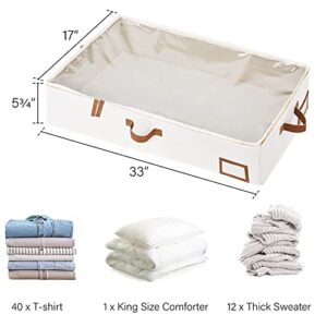 StorageWorks 45L Extra Large Fabric Storage Bins with PU Handles 2-pack, Underbed Storage Box, Under Bed Clothes Organizer With Sturdy Structure and Ultra Thick Fabric 2-pack