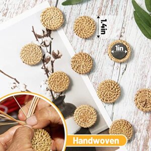 12 Pcs Boho Fridge Magnet- Rattan Refrigerator Magnets Strong Magnetic Decorative Magnets for Whiteboard Locker Kitchen Home Office Cute Decor (Natural Color)