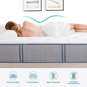 IULULU California King Size Mattress, 14 Inch Memory Foam and Innerspring Hybrid Mattress with Breathable Cover, CertiPUR-US Certified, Bed in A Box, Gel Infused 2-Sided Mattress, Medium-Firm(White)