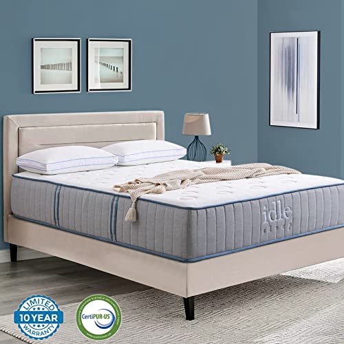 IULULU California King Size Mattress, 14 Inch Memory Foam and Innerspring Hybrid Mattress with Breathable Cover, CertiPUR-US Certified, Bed in A Box, Gel Infused 2-Sided Mattress, Medium-Firm(White)