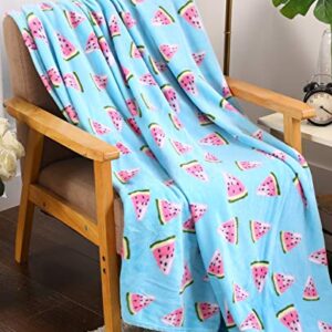 Summertime Whimsy Plush Watermelon Fleece Throw Blanket (50" x 60") - Watermelon Slices, for Men, Women and Kids