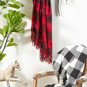 SARO LIFESTYLE Buffalo Plaid Check Tassel Throw Blanket, 50" x 60", Black