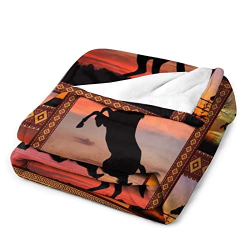 Horse Blanket Animal Print Throw Blanket, Soft Cozy Blanket Fleece Blanket Couch Blanket Bed Throw TV Blanket Horse Lovers Gifts for Girls Women Men - 40"x50"(Child)
