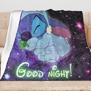 Goodnight Stitch Blanket for Kids Gifts Lightweight Soft Warm Throw Blankets for Living Room Bed Couch Sofa in 50x60in