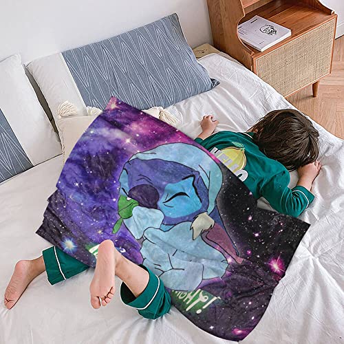 Goodnight Stitch Blanket for Kids Gifts Lightweight Soft Warm Throw Blankets for Living Room Bed Couch Sofa in 50x60in