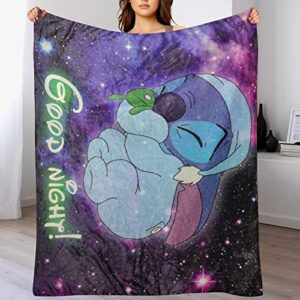 Goodnight Stitch Blanket for Kids Gifts Lightweight Soft Warm Throw Blankets for Living Room Bed Couch Sofa in 50x60in