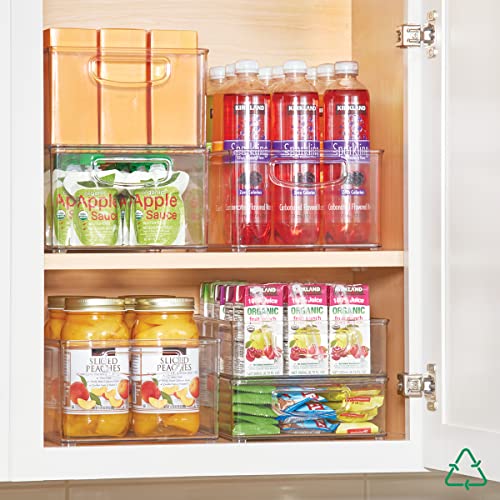 iDesigniDesign Crisp BPA-Free Plastic Stackable Tea Bag Organizer, 12.59" x 6.23" x 4.57", Clear with Gray Dividers & Recycled Plastic Extra-Large Bin, 10” x 8” x 5iDesign