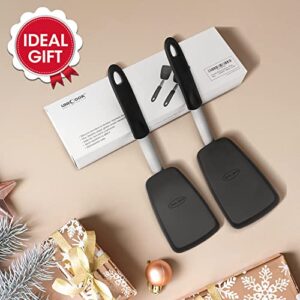 Unicook 2 Pack Flexible Silicone Spatula, Turner, 600F Heat Resistant, Ideal for Flipping Eggs, Burgers, Crepes and More, Black