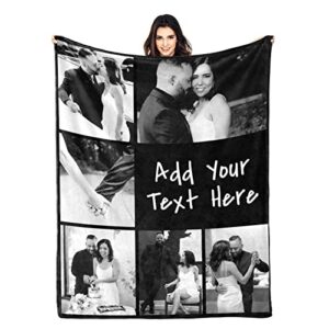 custom blanket with photos personalized blanket with picture & text customized sofa throw blanket for couples, funny gifts for valentines,boyfriend,dad,mom,friends,new year,birthday - 40"x50"