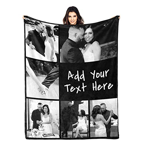 Custom Blanket with Photos Personalized Blanket with Picture & Text Customized Sofa Throw Blanket for Couples, Funny Gifts for Valentines,Boyfriend,Dad,Mom,Friends,New Year,Birthday - 40"x50"