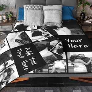 Custom Blanket with Photos Personalized Blanket with Picture & Text Customized Sofa Throw Blanket for Couples, Funny Gifts for Valentines,Boyfriend,Dad,Mom,Friends,New Year,Birthday - 40"x50"