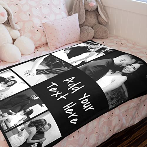 Custom Blanket with Photos Personalized Blanket with Picture & Text Customized Sofa Throw Blanket for Couples, Funny Gifts for Valentines,Boyfriend,Dad,Mom,Friends,New Year,Birthday - 40"x50"