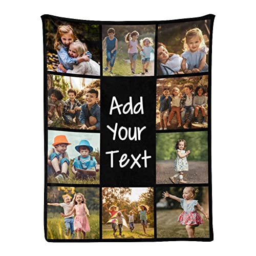 Customized Blanket with Photos & Text for Mom Dad Baby Family Friends Personalized Picture Blanket for Birthday Christmas for Women Sister Wife Grandma(10 Photos,50x60 Fleece)