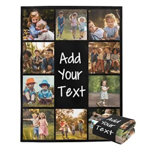 Customized Blanket with Photos & Text for Mom Dad Baby Family Friends Personalized Picture Blanket for Birthday Christmas for Women Sister Wife Grandma(10 Photos,50x60 Fleece)