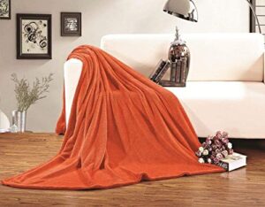 elegant comfort ultra super soft fleece plush luxury blanket king/cal king orange