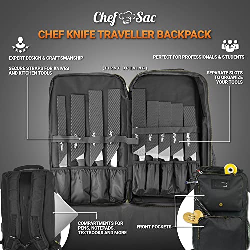 Chef Sac Traveller Backpack with 10-Pack Knife Guards Included