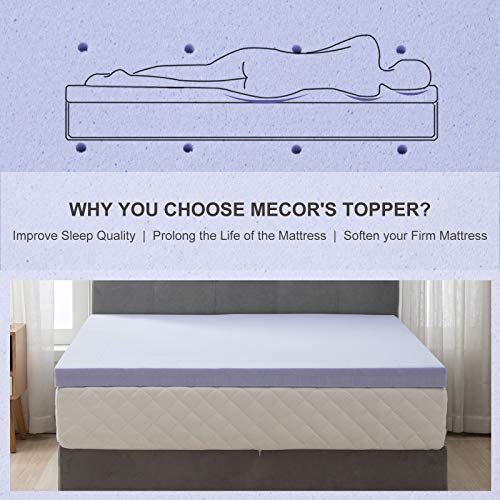 mecor 4” 4 inchKing Size Gel Infused Mattress Topper, 4in Memory Foam Mattress Topper for King Bed with Certipur-US Certified-Ventilated Cooling Design-Purple/80”x78”