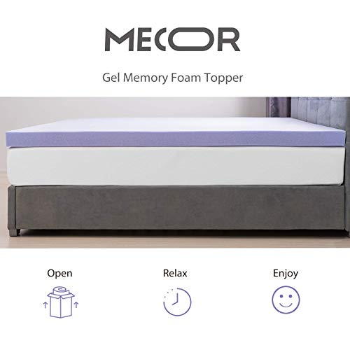 mecor 4” 4 inchKing Size Gel Infused Mattress Topper, 4in Memory Foam Mattress Topper for King Bed with Certipur-US Certified-Ventilated Cooling Design-Purple/80”x78”