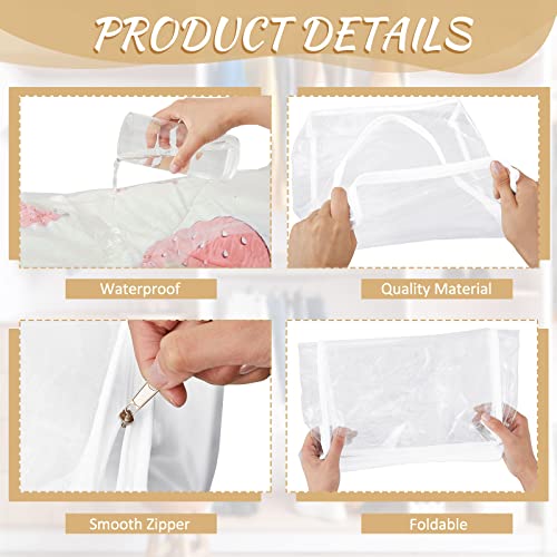 12 Pcs Clear Plastic Zippered Storage Bags Sweater Storage Bags with Zipper Vinyl Clothes comforter Sheet Storage Bag for Closet Blanket Clothing Bedding, 2 Sizes, 24 x 20 x 11 Inch, 15 x 11 x 4 Inch